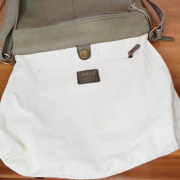 Margot Green Leather Hobo Purse Womens Slouchy Double Zip Cross body Casual Bag - Picture 7 of 12